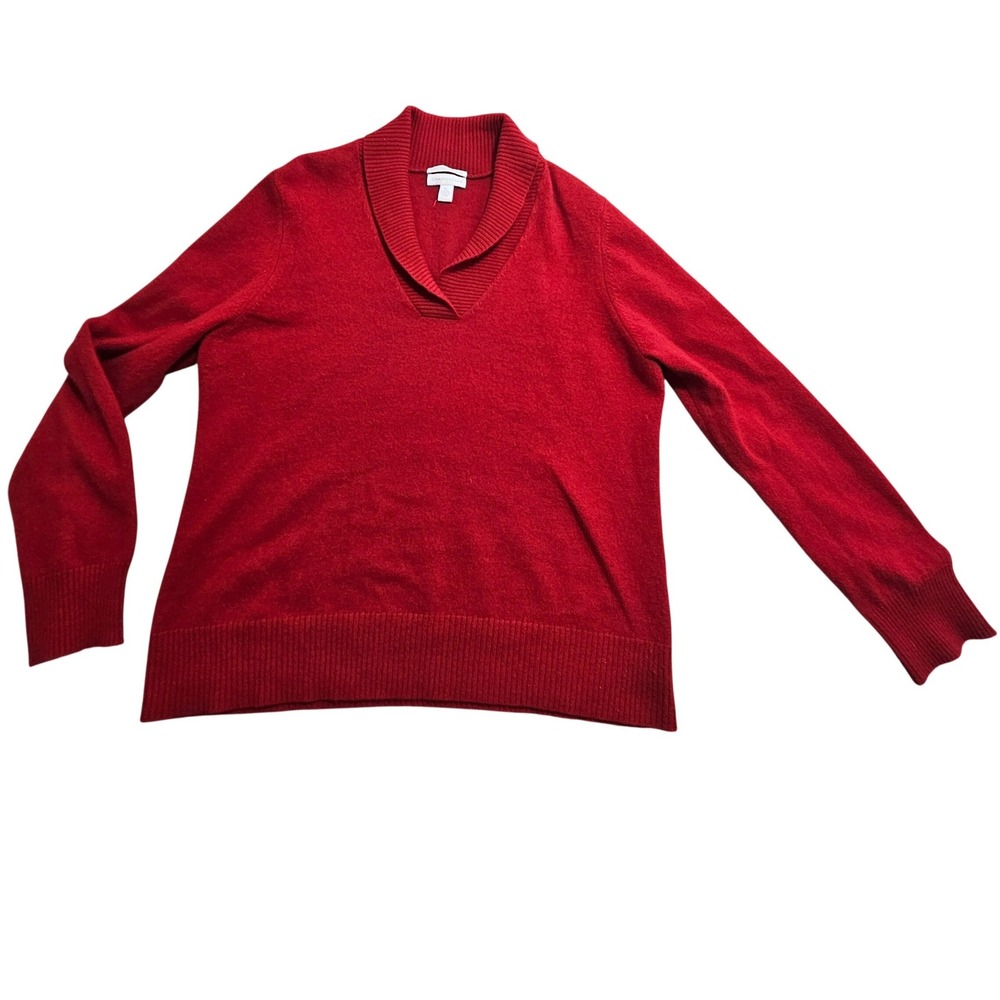 Charter Club Sweater XL Red 100% Cashmere Shawl Collar V-Neck Long Sleeve